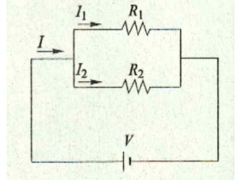 그림에서 R =2[Ω], R =5[Ω]이며, V=10[V]이다. R에 흐르는 전류 I은 몇 [A]인가?